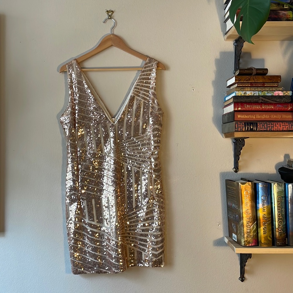 Rose Gold Body-con Sequin Dress